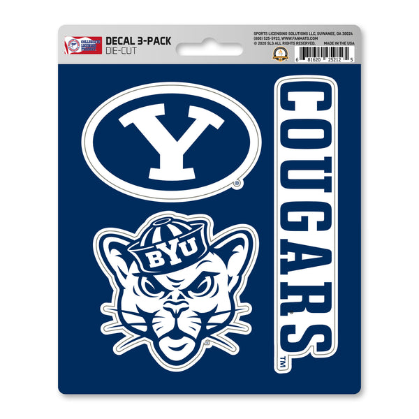 Brigham Young University Decal 3-pk
