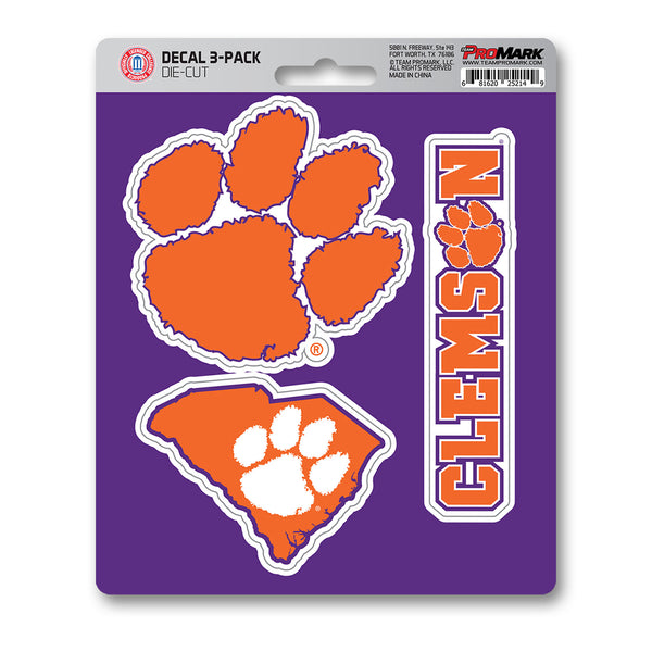 Clemson University Decal 3-pk