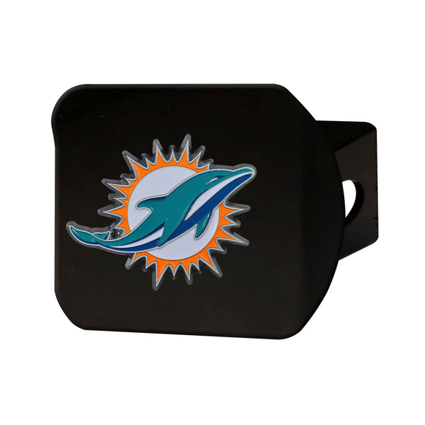 Miami Dolphins Color Emblem On Black Hitch