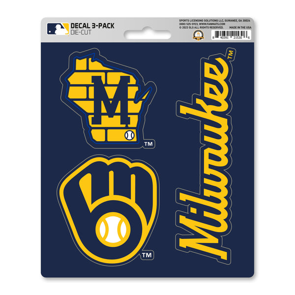 MLB - Milwaukee Brewers Decal 3-pk