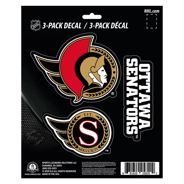 NHL - Ottawa Senators Decal 3-pk