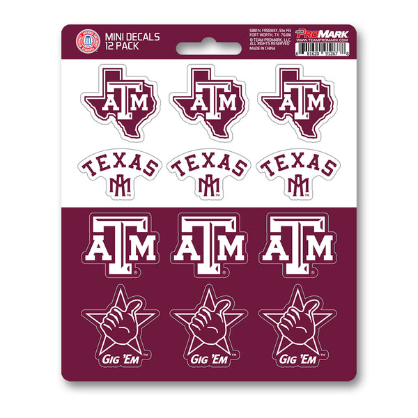 Texas A&M University Mini Decal 12-pk