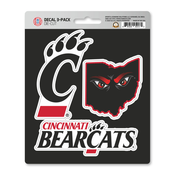 University Of Cincinnati Decal 3-pk