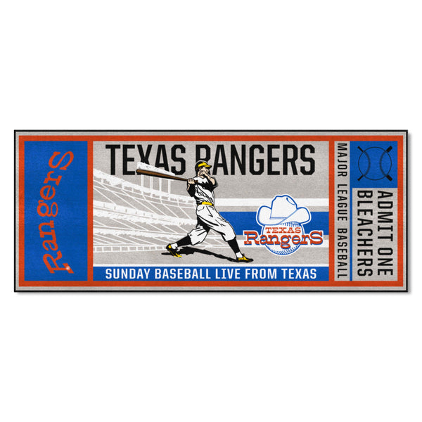 Texas Rangers Retro 1972 Ticket Runner Rug 30 X 72