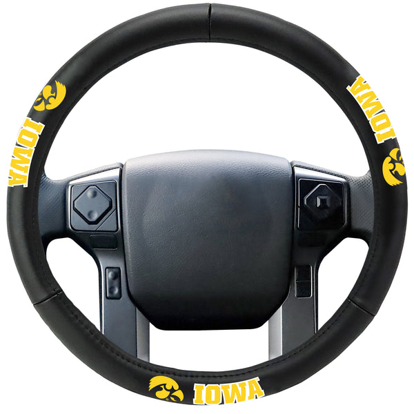 UNIVERSITY OF IOWA Genuine Leather Steering Cover