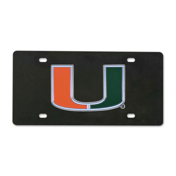University Of Miami Black Diecast License Plate