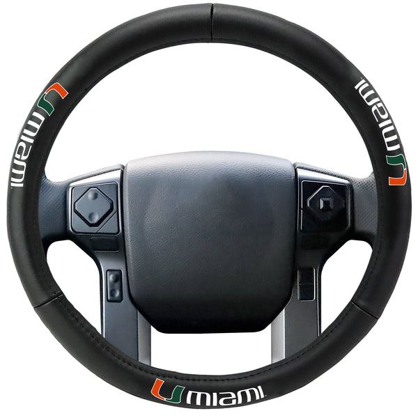 UNIVERSITY OF MIAMI Genuine Leather Steering Cover